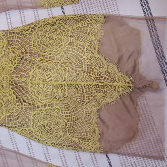 For Love & Lemons Chartreuse yellow lace dress - Picture 2 of 9